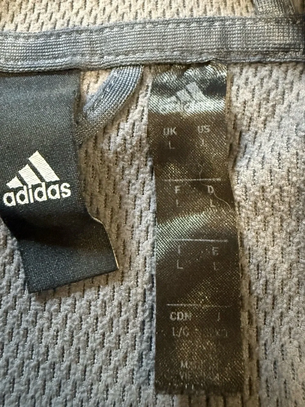 Adidas Men’s Large Blue Textured Full Zip Hooded Athletic Jacket Hoodie